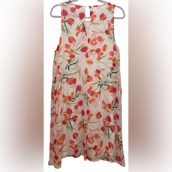 Tommy Hilfiger women’s 12 sleeveless floral print lined white midi dress - Picture 2 of 5